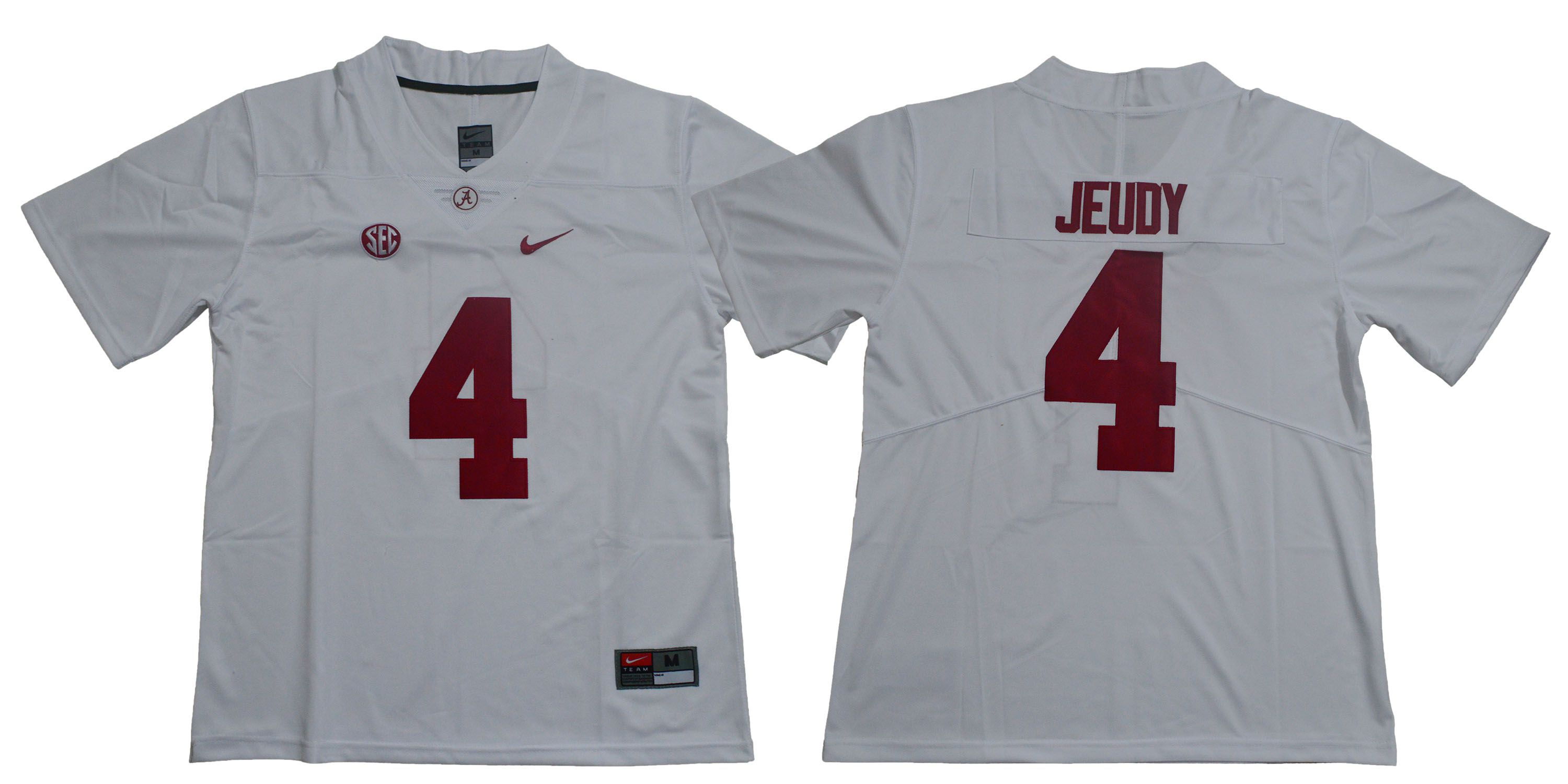 Men Alabama Crimson Tide #4 Jeudy White Legendary Edition NCAA Jerseys->more nhl jerseys->NHL Jersey